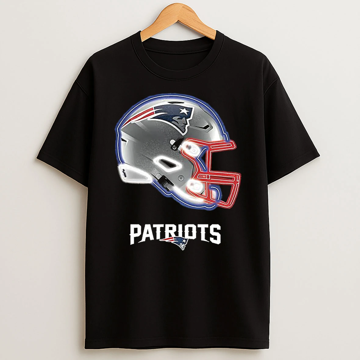 New England Patriots Football Helmet Neon T Shirt