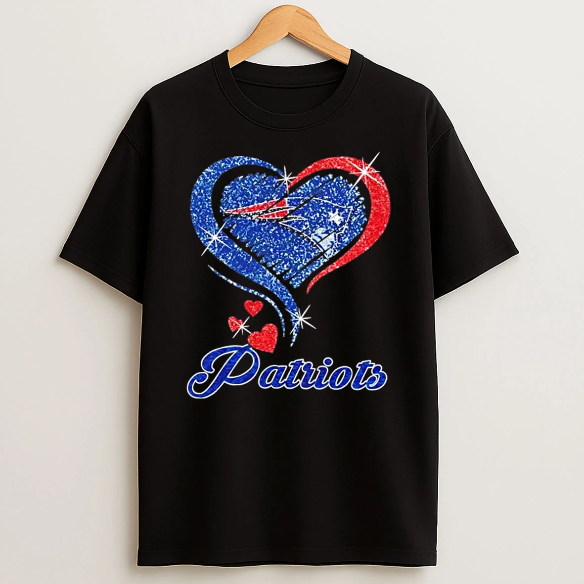 New England Patriots Football In Glitter Heart Fans T Shirt
