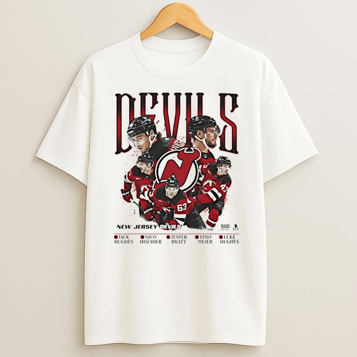 New Jersey Devils 5 Stars Jack Hughes Nico Hischier Jesper Bratt Time Meier Luke Hughes T Shirt