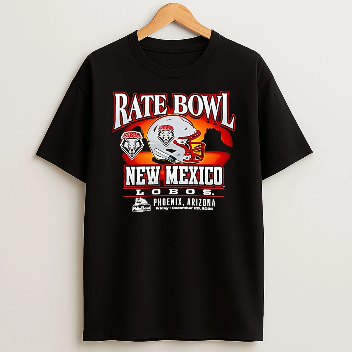 New Mexico Lobos 2025 Rate Bowl Helmet T Shirt
