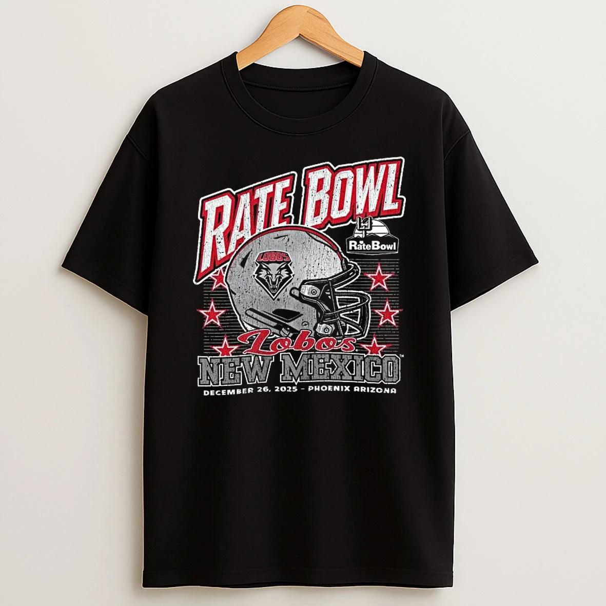 New Mexico Lobos Football 2025 Rate Bowl Helmet T Shirt