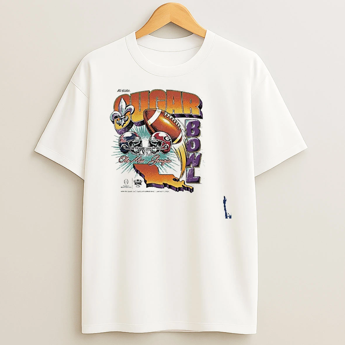 New Orleans Map Allstate Sugar Bowl 2026 Ole Miss Vs Georgia Vintage Matchup T Shirt