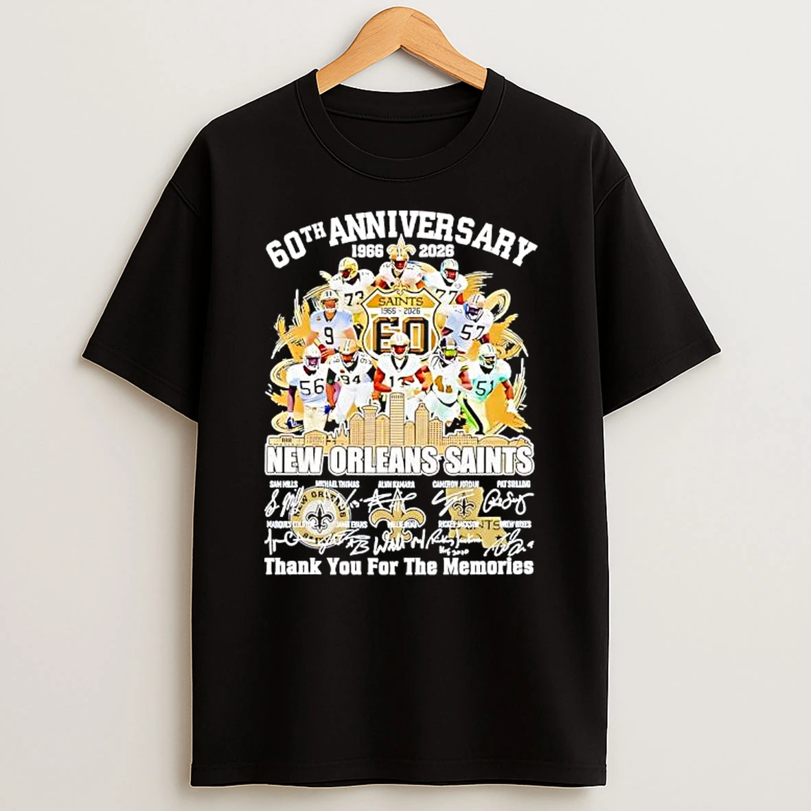 New Orleans Saints 60th Anniversary 1966 2026 Signatures Thank You For The Memories T Shirt