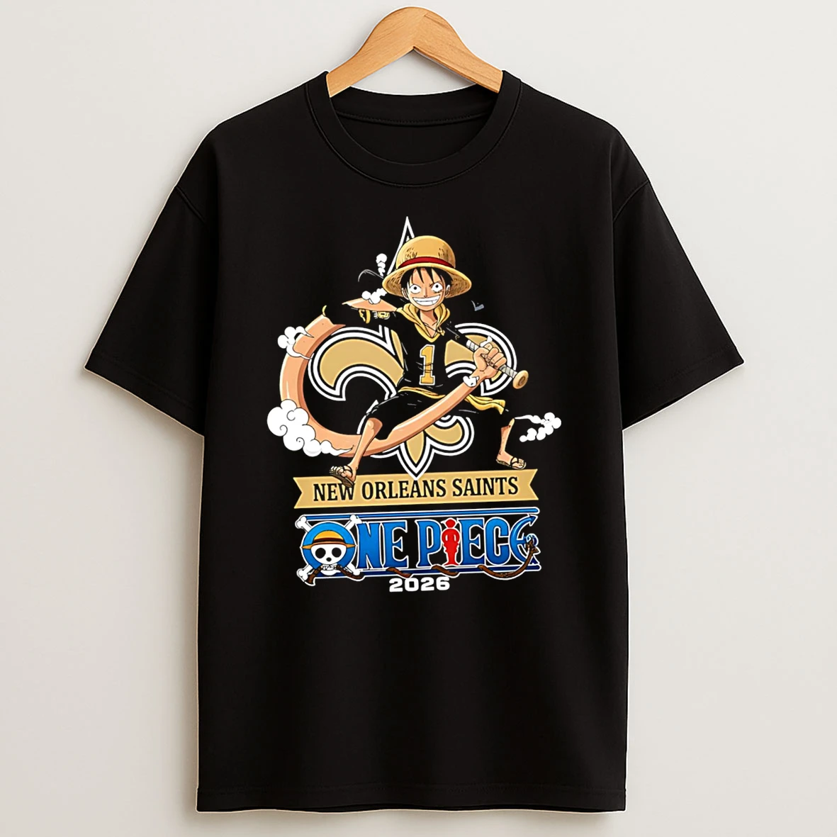 New Orleans Saints One Piece 2026 Luffy T Shirt