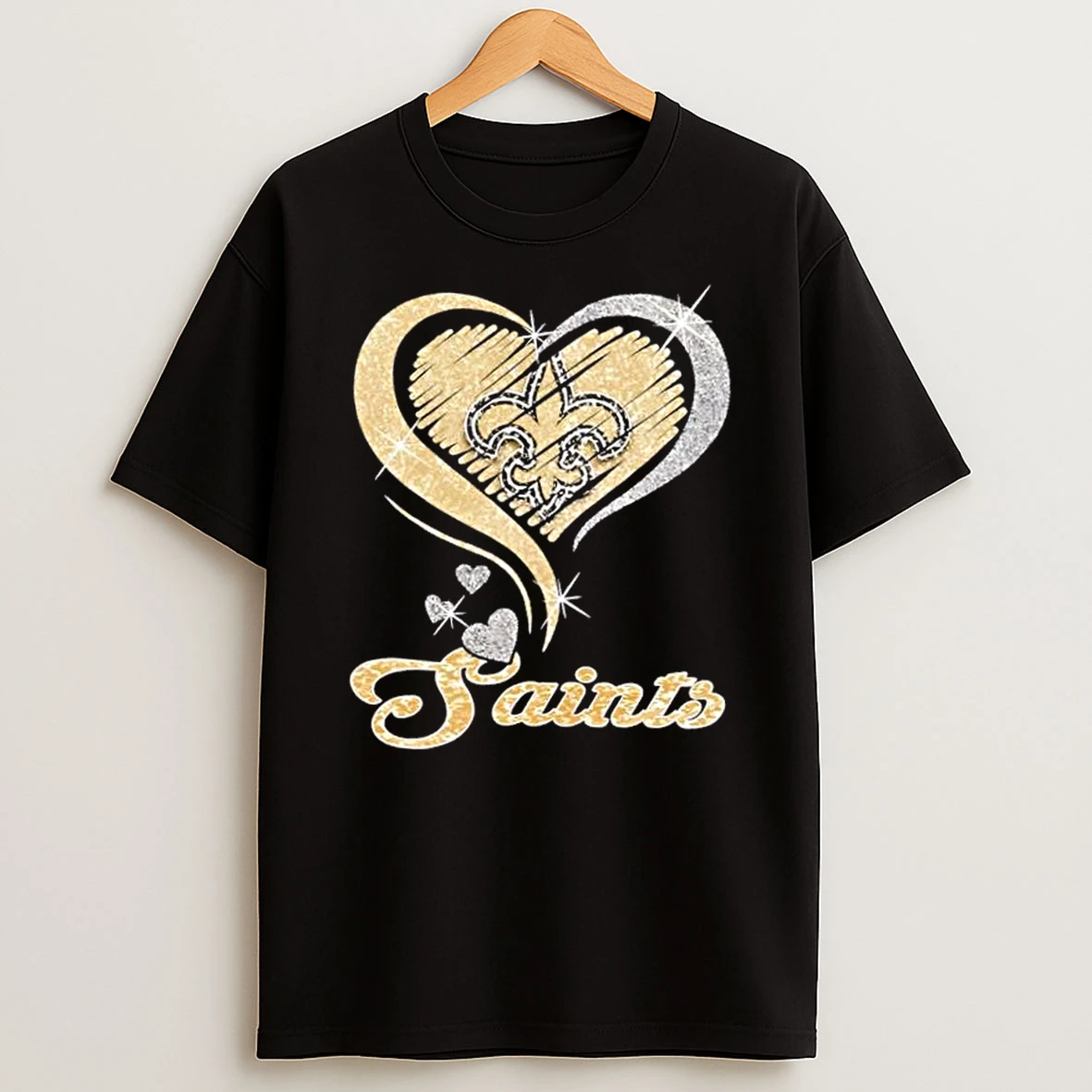 New Orleans Saints Football In Glitter Heart Fans T Shirt