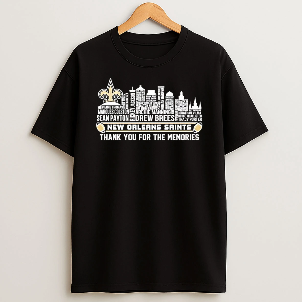 New Orleans Saints Player Names City Skyline T Shirt