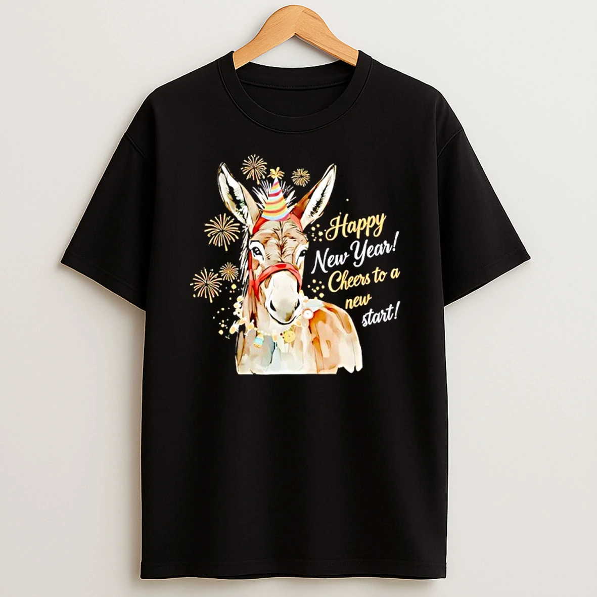 New Year Donkey Farm Animal Farmgirl Happy New Year T Shirt