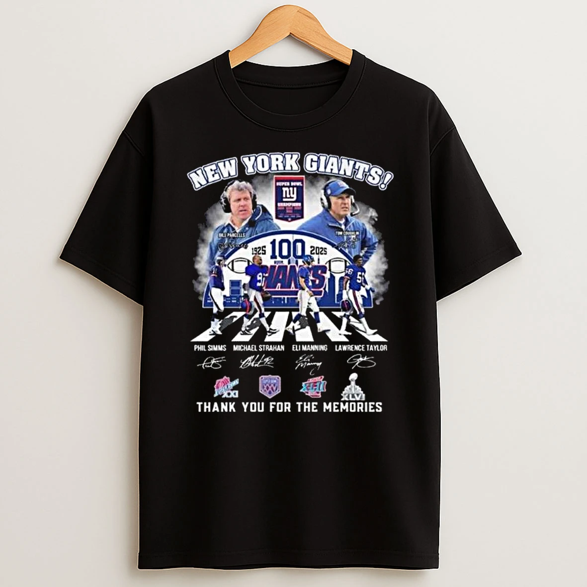 New York Giants 100th 1925 2025 Thank You For The Memories Players Abbey Road Signatures Vintage T Shirt