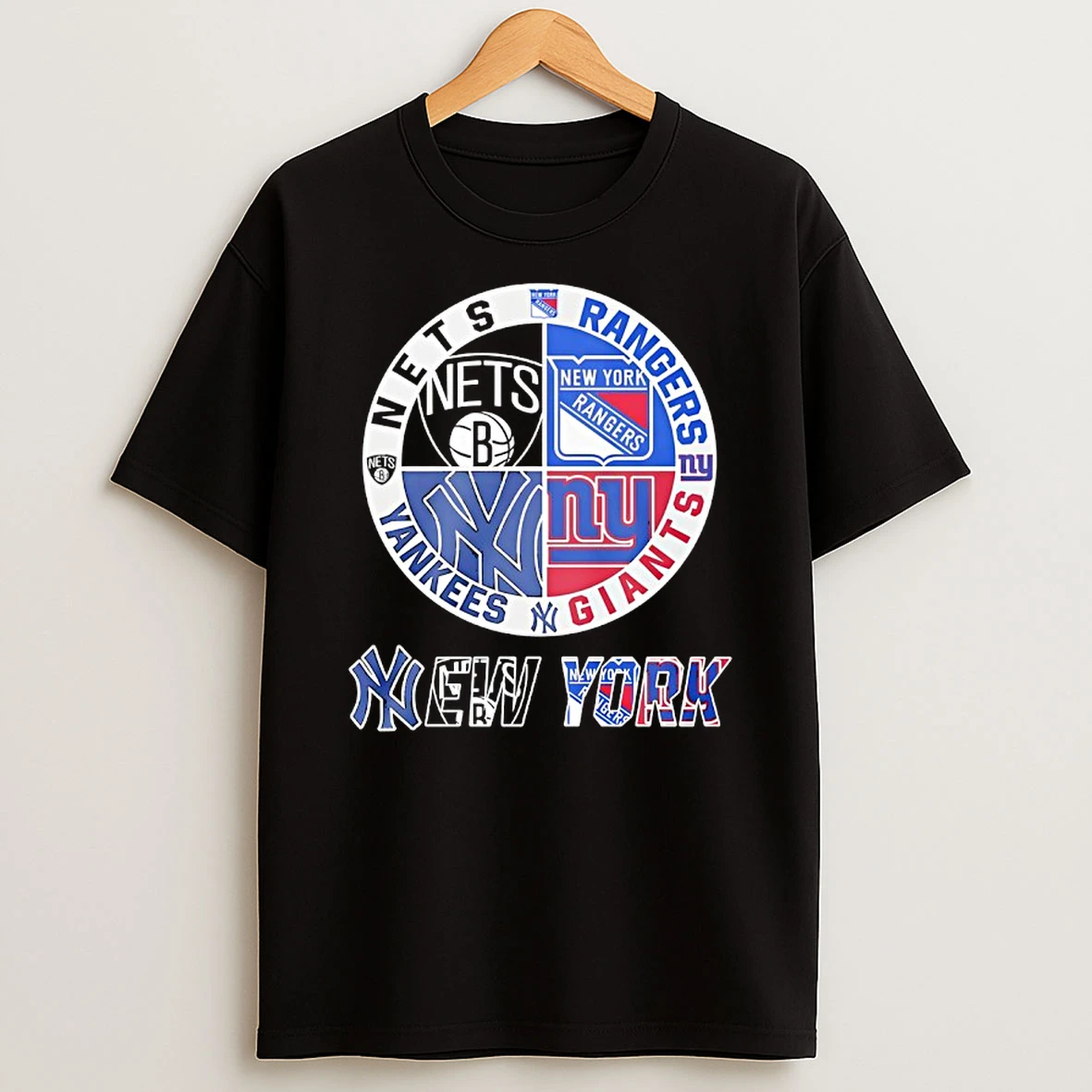 New York Giants New York Yankees York Nets New York Rangers Mashup Logo T Shirt