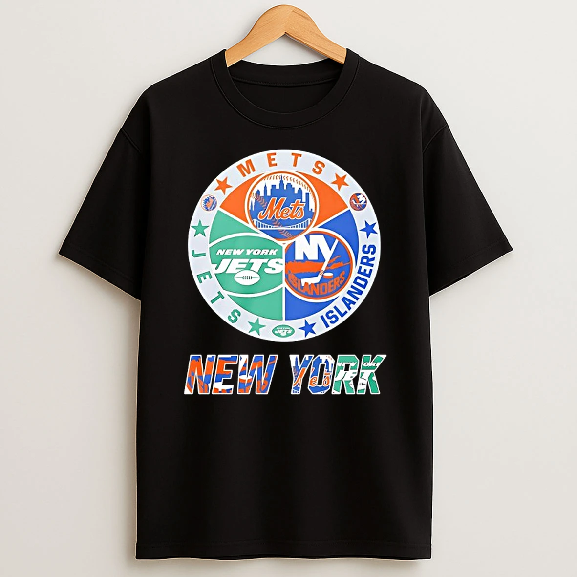 New York Islanders New York Mets New York Jets Mashup Logo T Shirt