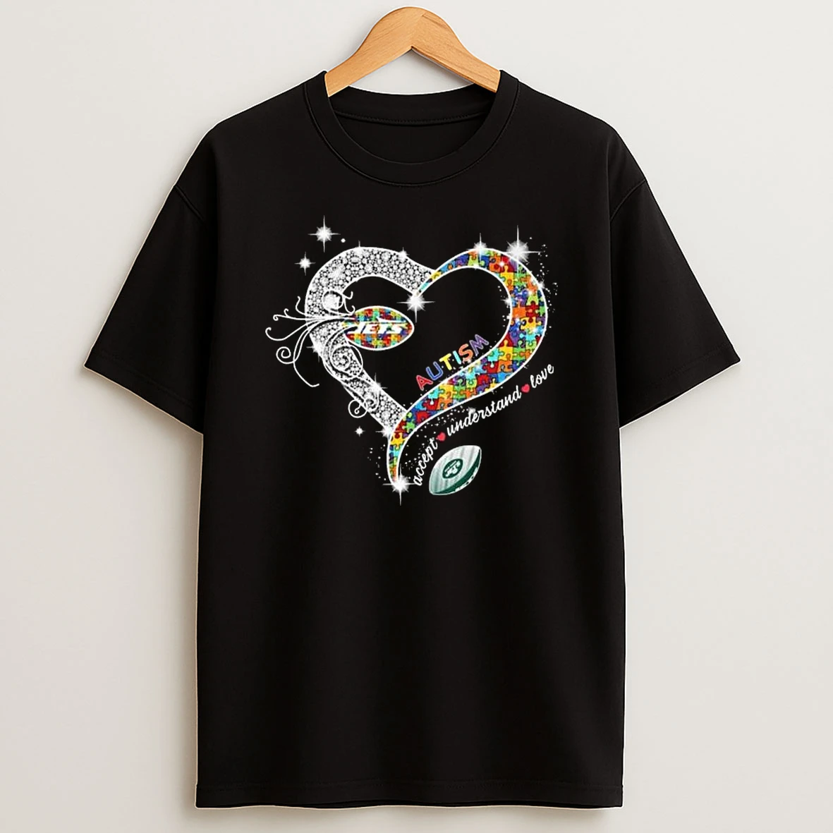 New York Jets Accept Understand Love Autism Diamond Heart 2026 T Shirt