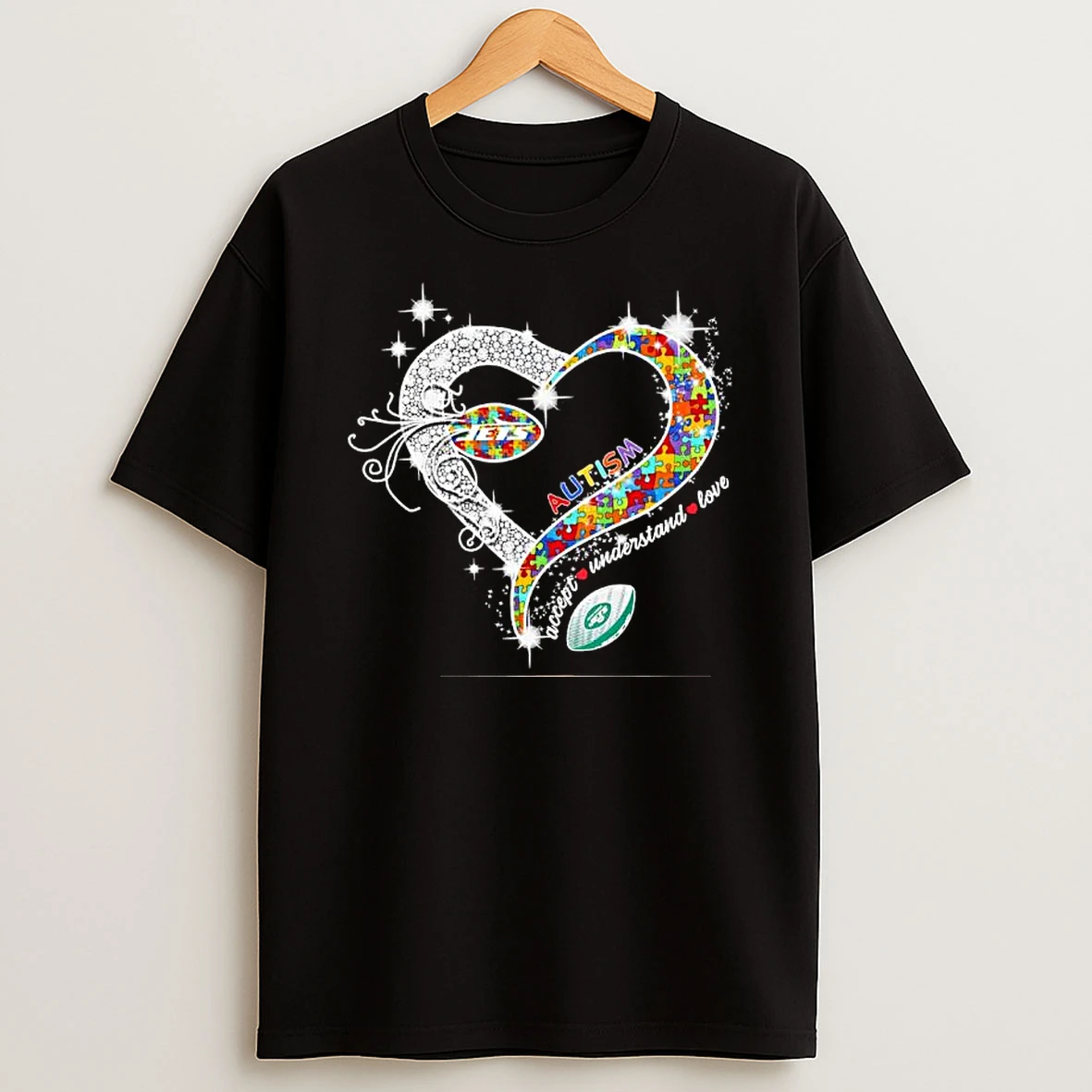 New York Jets Autism Accept Understand Love Football T Shirt