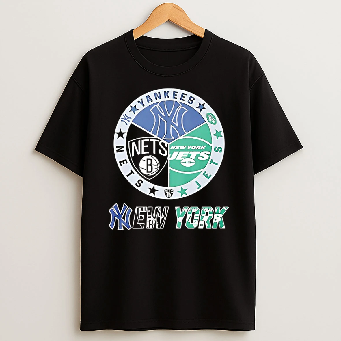 New York Jets New York Nets New York Yankees Mashup Logo T Shirt