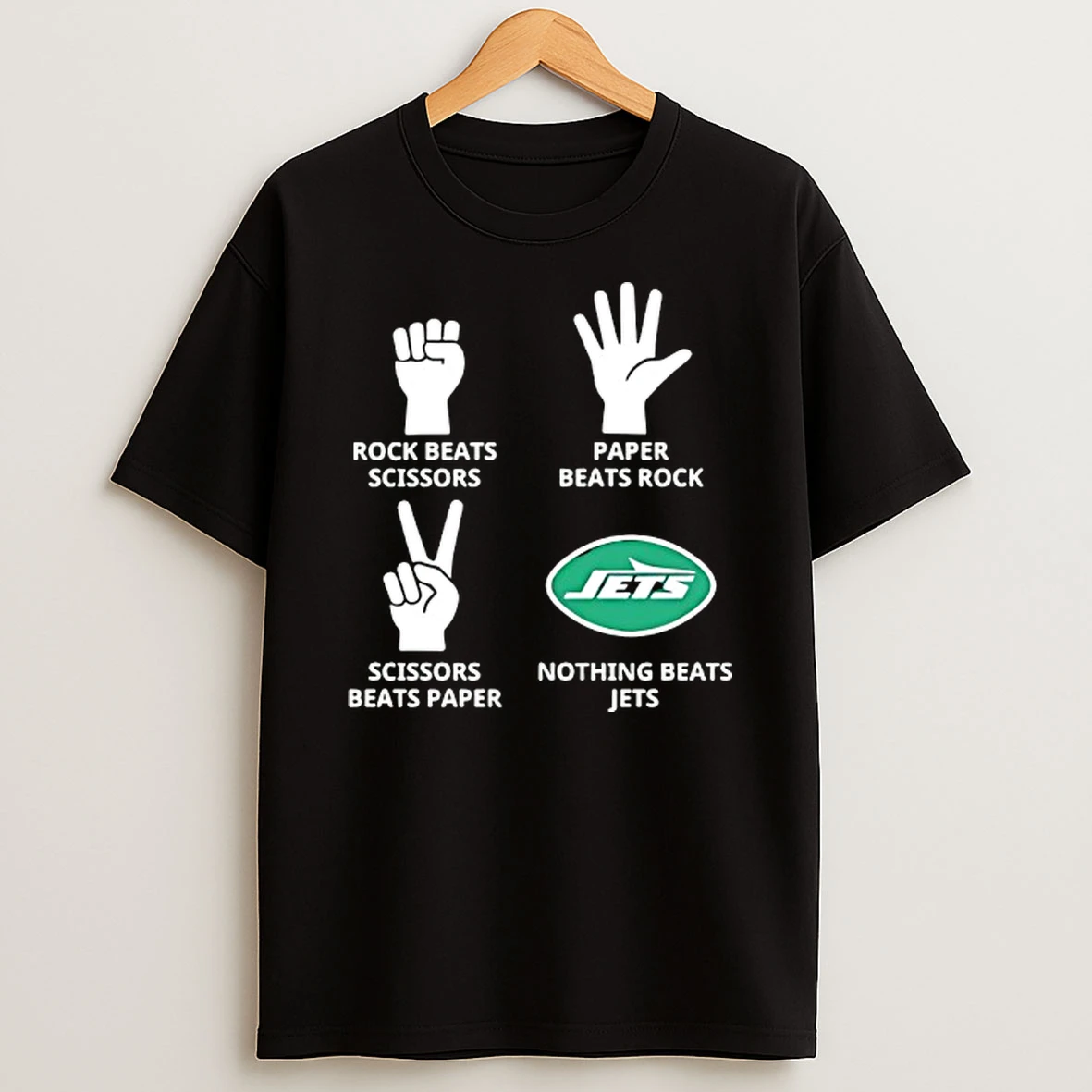 New York Jets Nothing Beats Rock Beats Scissors Paper Beats Rock Scissors Beats Paper T Shirt