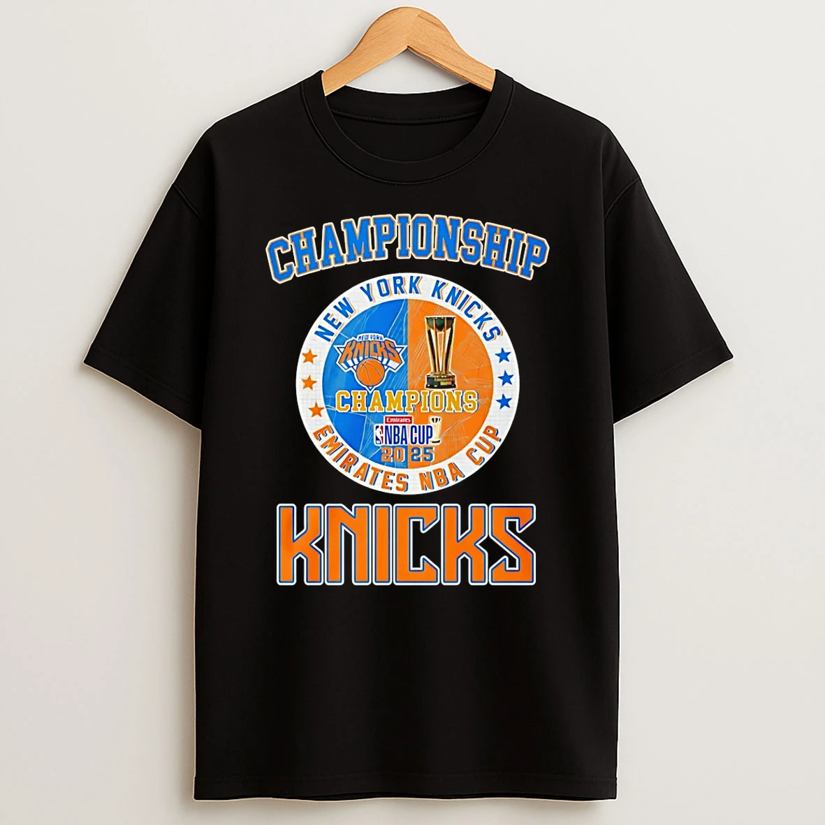New York Knicks 2025 Emirates Nba Champions Logo T Shirt