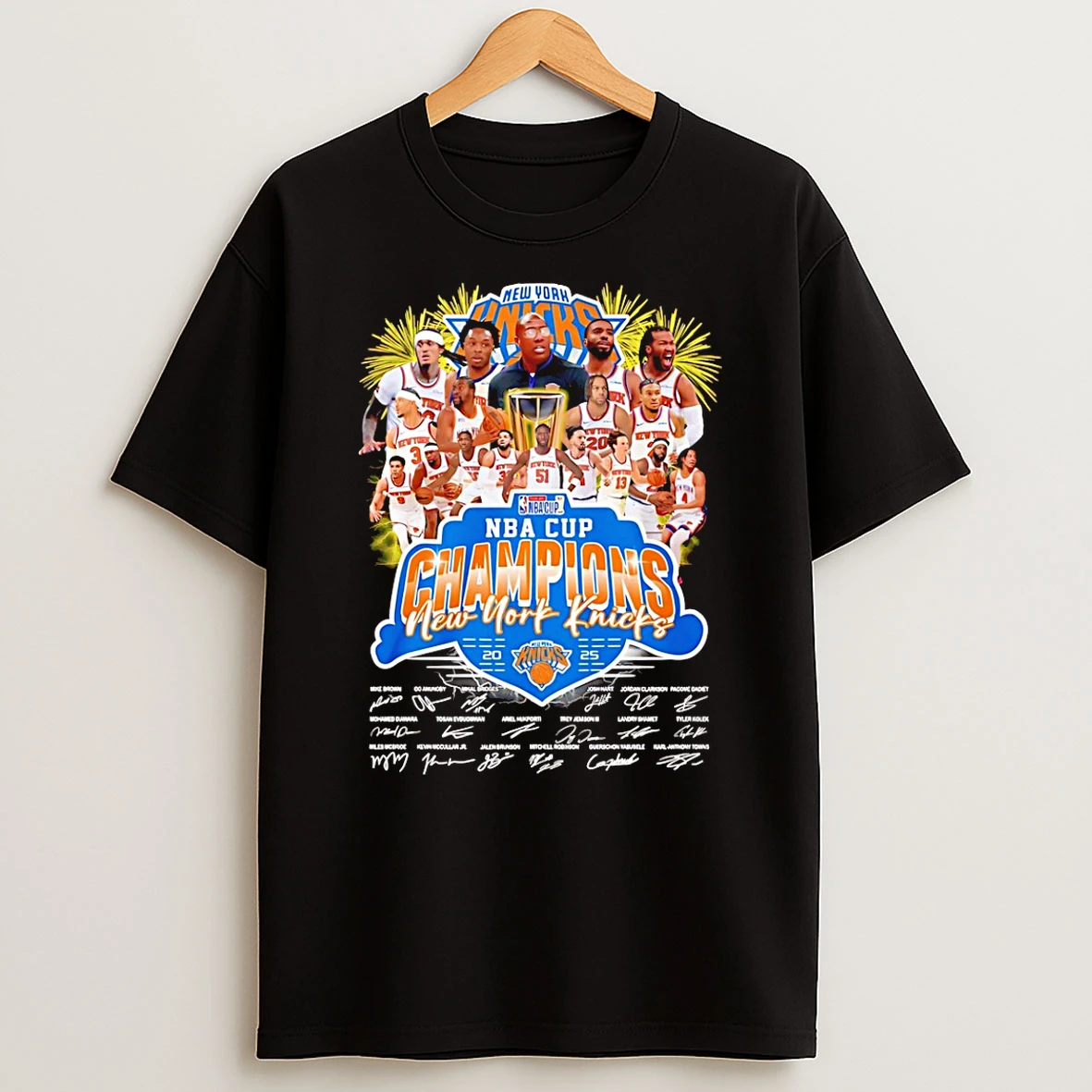 New York Knicks 2025 Nba Cup Champions Signatures T Shirt
