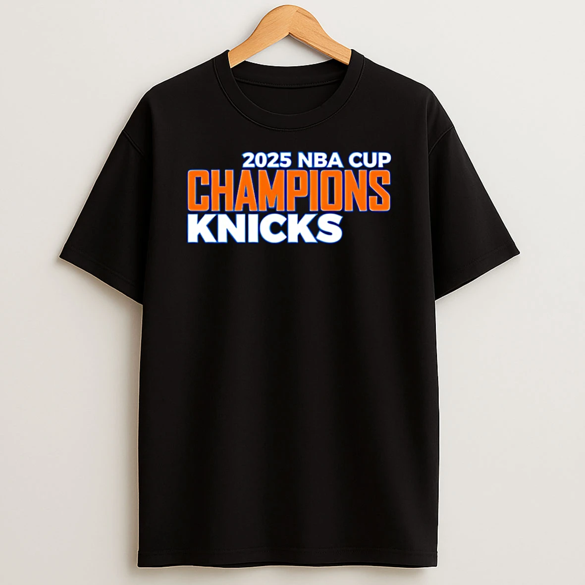 New York Knicks 2025 Nba Cup Champions Text T Shirt