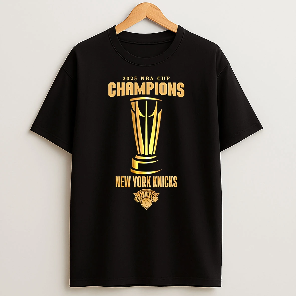 New York Knicks 2025 Nba Cup Champions Trophy Logo T Shirt
