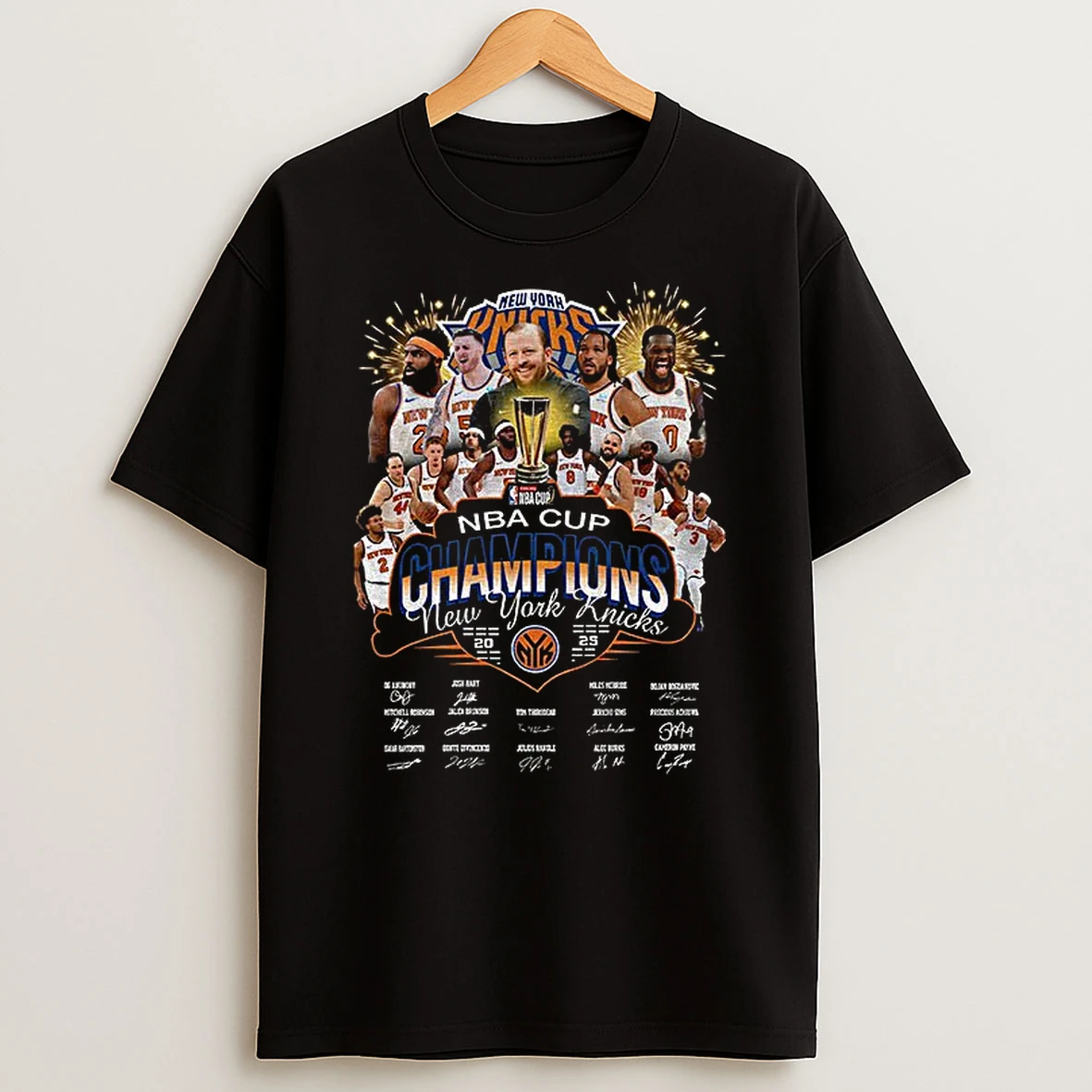 New York Knicks Nba Cup Champions 2025 Las Vegas Signatures T Shirt