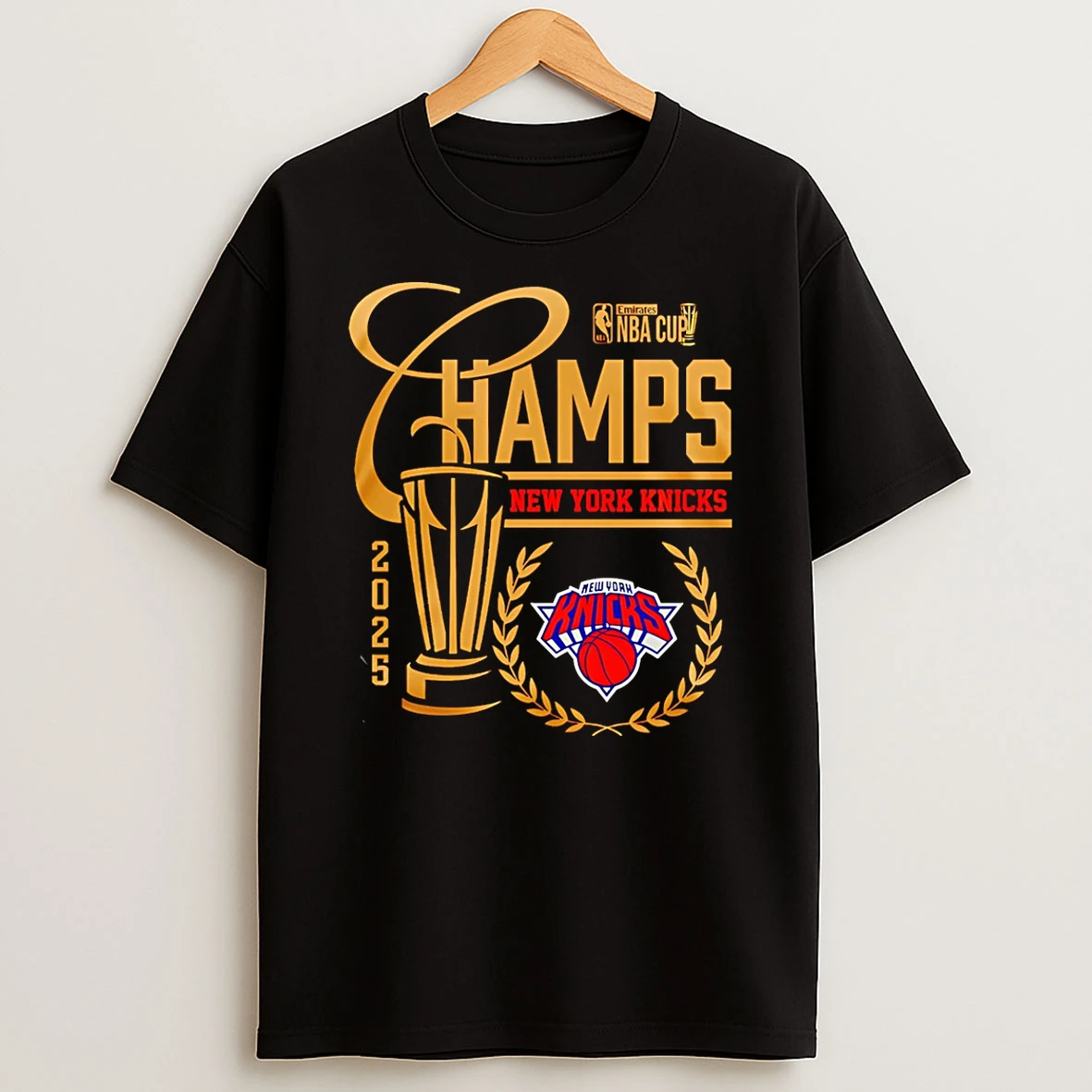 New York Knicks Nba Cup Champions 2025 Trophy T Shirt
