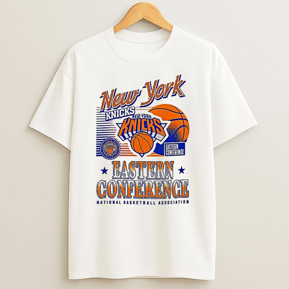 New York Knicks Nba Eastern Conference Logo And Ball T Shirt