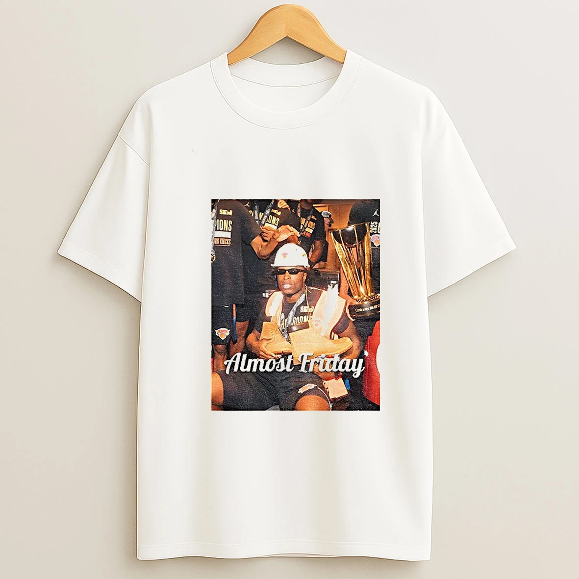 New York Knicks Timbs Emirates Nba Cup 2025 Almost Friday T Shirt