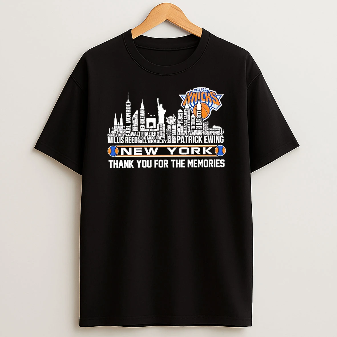 New York Knicks Skyline Names Thank You For The Memories T Shirt
