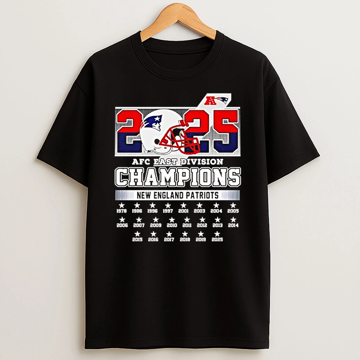 New York Patriots Football Helmet Afc East Division Champions 2025 T Shirt
