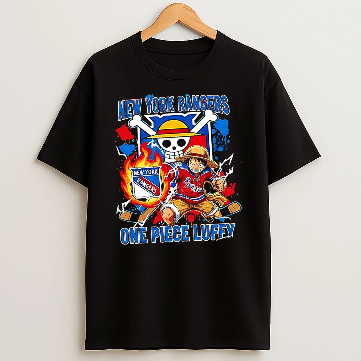 New York Rangers One Piece Luffy 2026 T Shirt