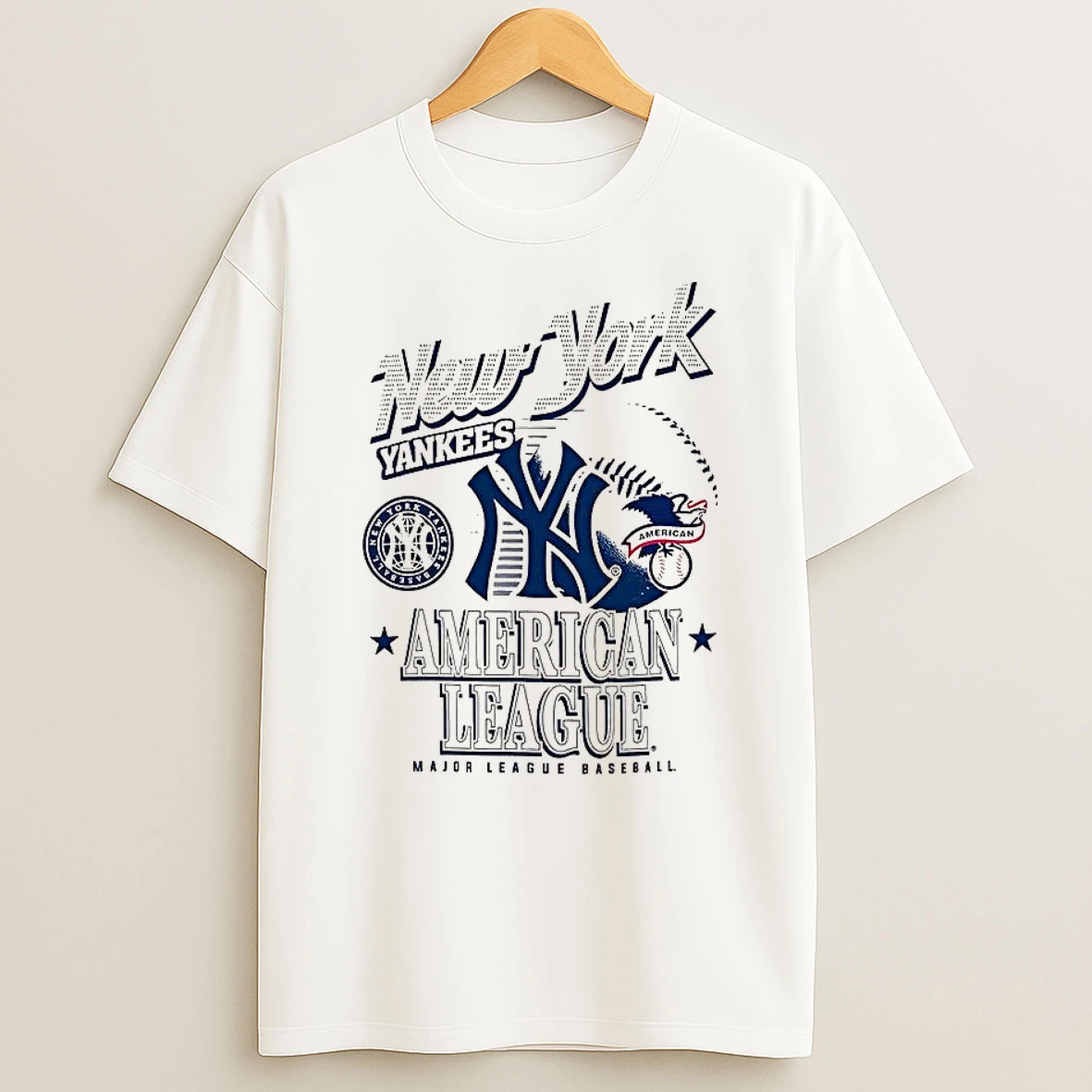 New York Yankees Mlb American National League Logo Ball Retro T Shirt