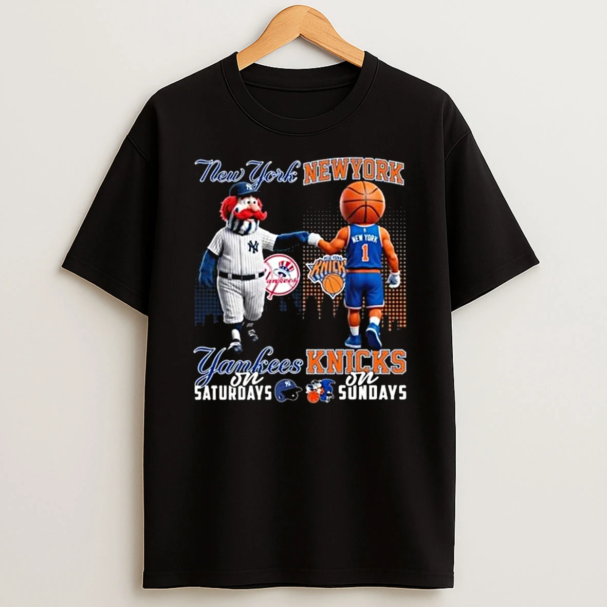 New York Yankees On Saturdays X New York Knicks On Sundays Mascot 2026 T Shirt