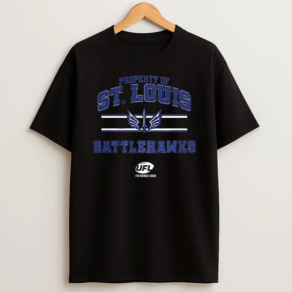Nice Property Of St Louis Battlehawks Ufl Logo Stripes T Shirt