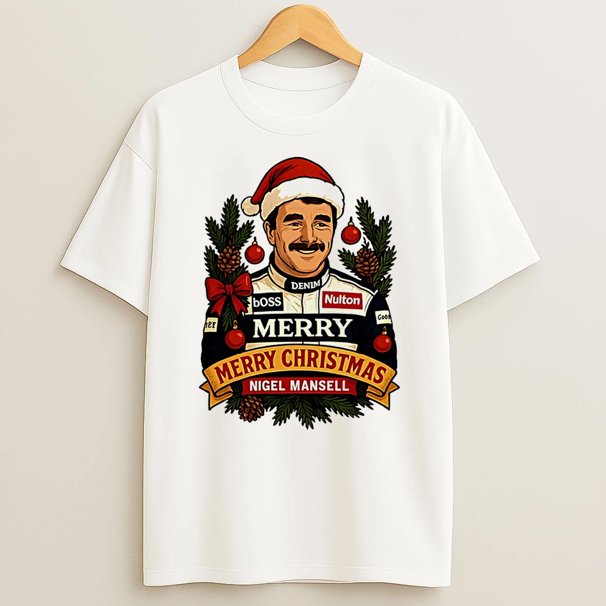 Nigel Mansell Santa Hat Merry Christmas T Shirt