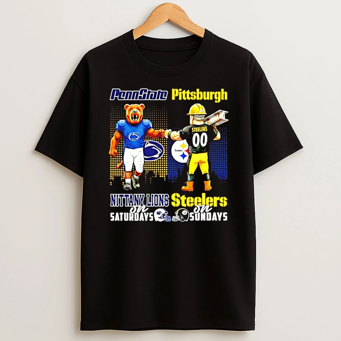 Nittany Lions On Saturdays Vs Pittsburgh Steelers On Sundays Mascot Skyline T Shirt