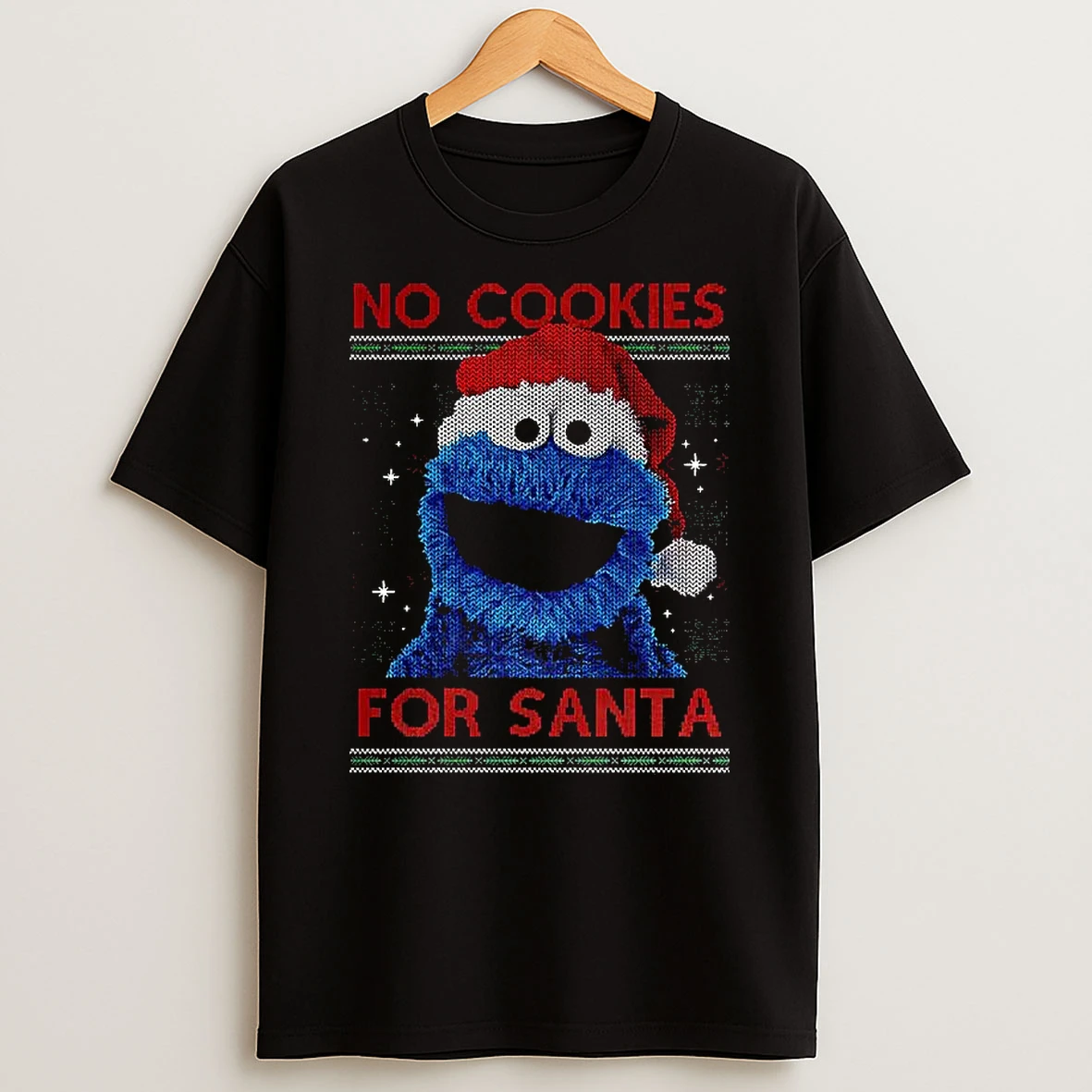 No Cookies For Santa Cookie Monster Muppet Ugly Christmas T Shirt