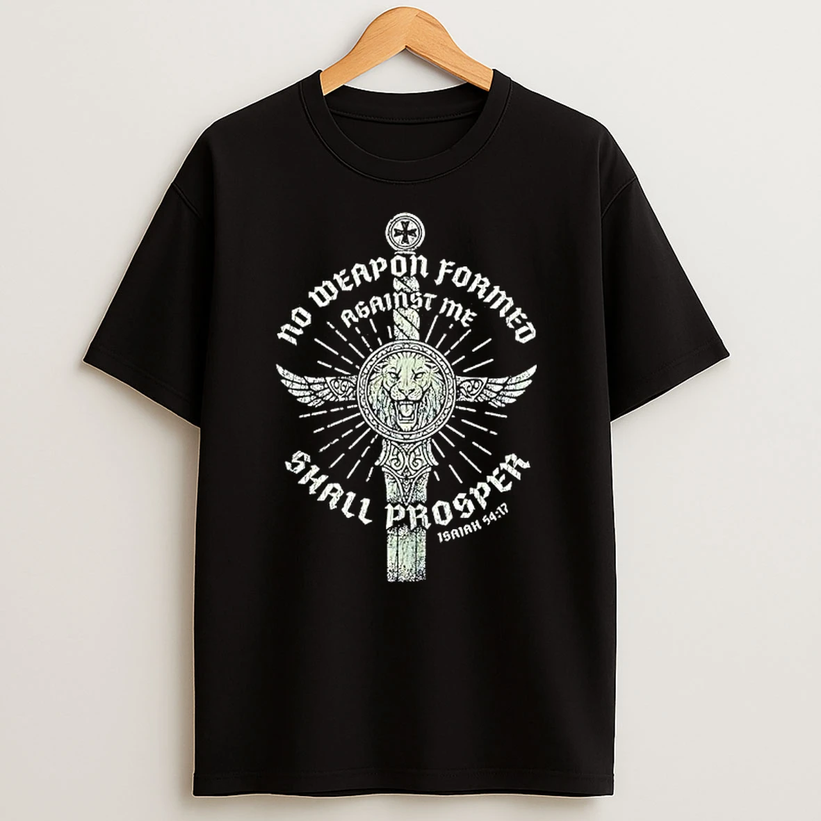 No Weapon Formed Against Me Shall Prosper Isaiah Lion T Shirt