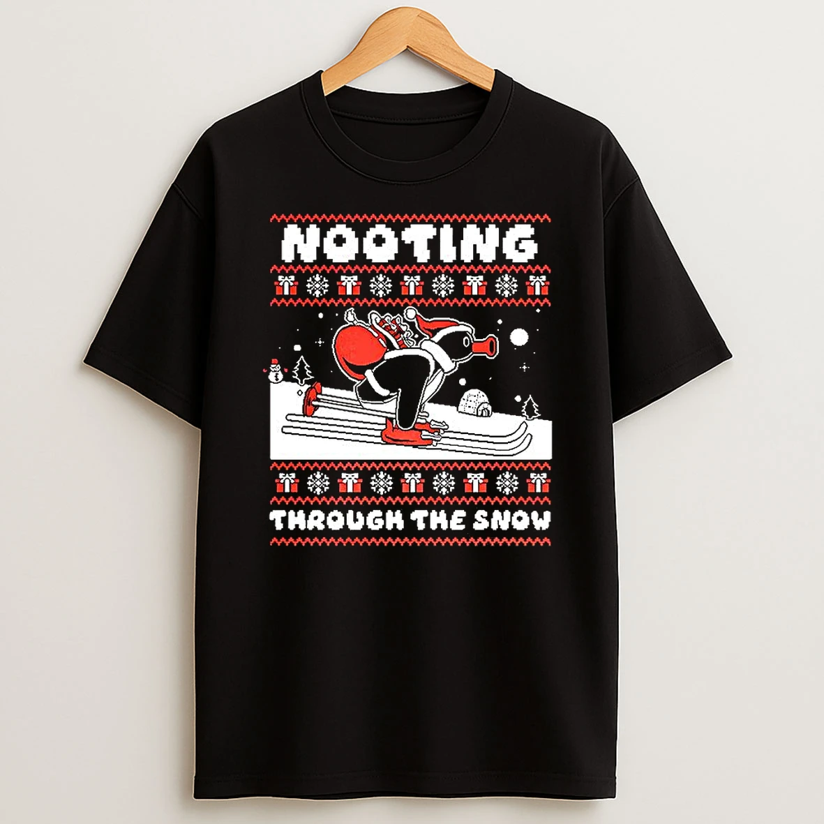 Nooting Through The Snow Pingu Skiing Ugly Christmas T Shirt