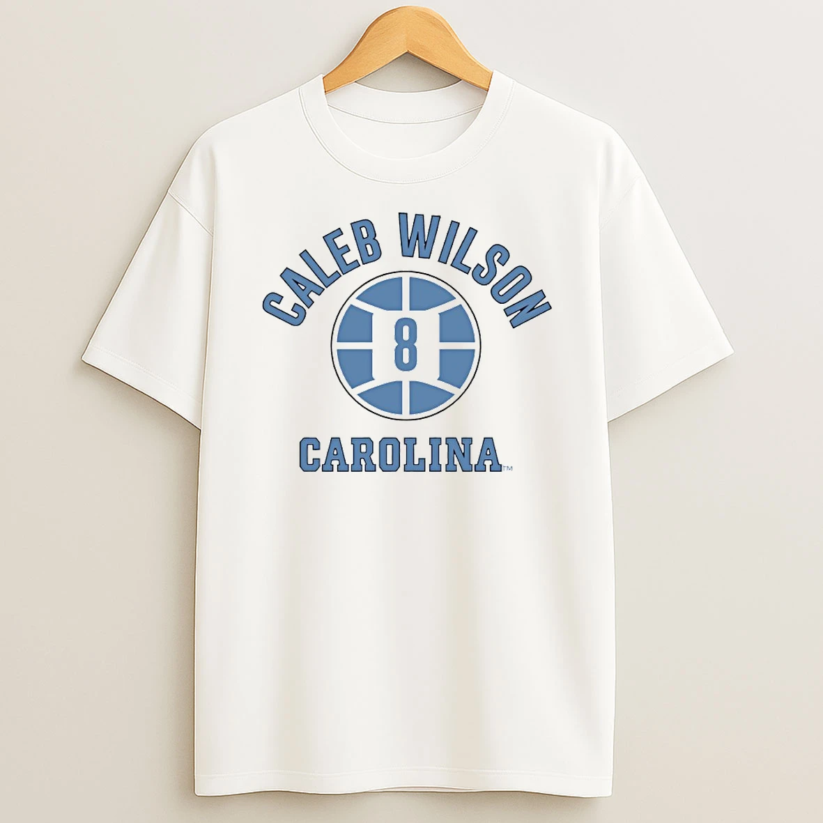 North Carolina Tar Heels Basketball Caleb Wilson 8 Name Number Ball Circle Tshirt Hoodie