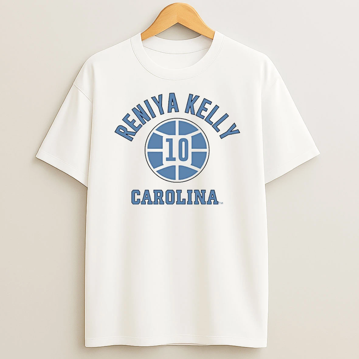 North Carolina Tar Heels Basketball Reniya Kelly 10 Name Number Ball Circle T Shirt