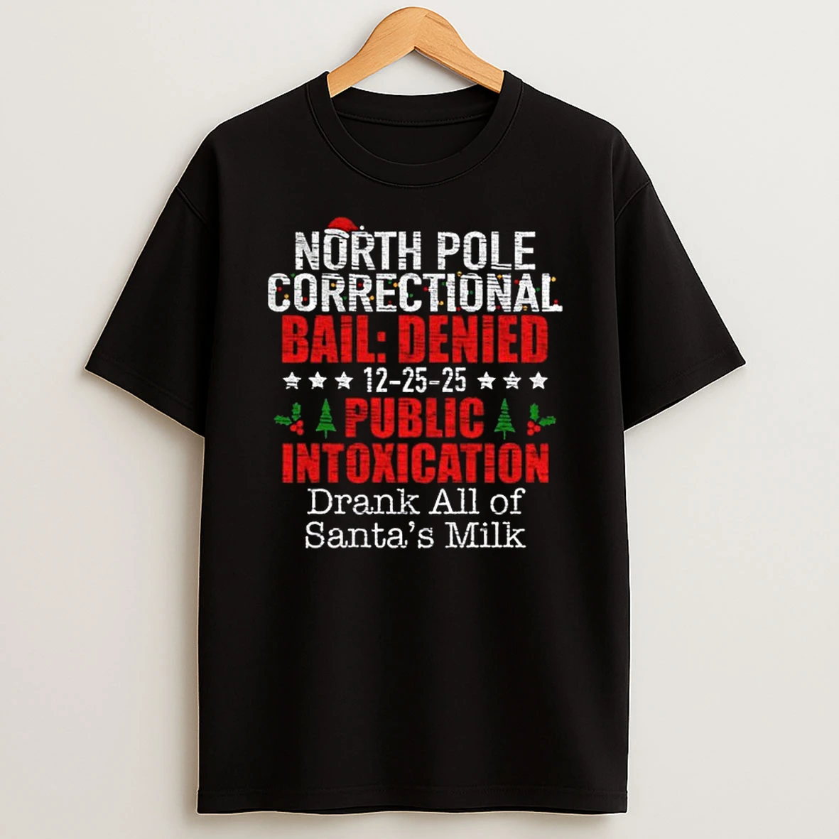 North Pole Correctional Public Intoxication Drank All Of Santas Milk T Shirt