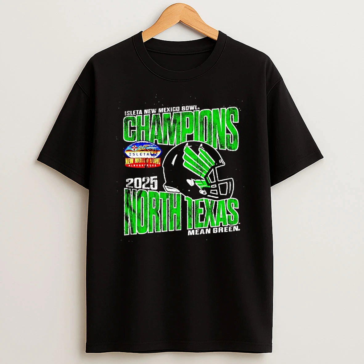 North Texas Mean Green 2025 Isleta New Mexico Bowl Champions Helmet T Shirt