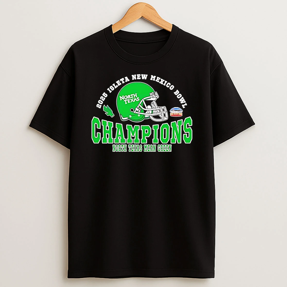 North Texas Mean Green 25 Isleta New Mexico Bowl Champions Helmet T Shirt