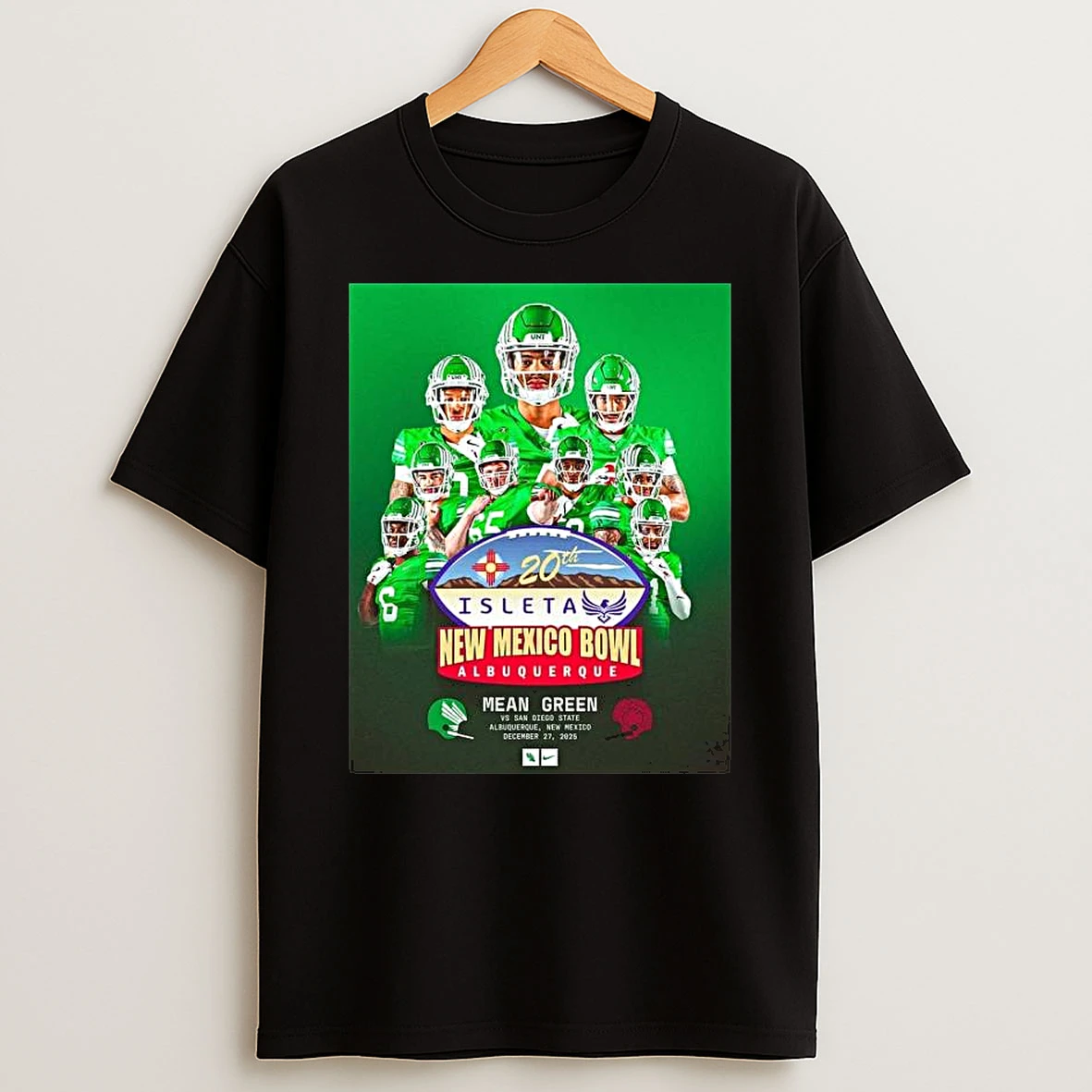 North Texas Mean Green Vs San Diego State Aztecs Matchup On December 27 2025 Isleta New Mexico Bowl T Shirt