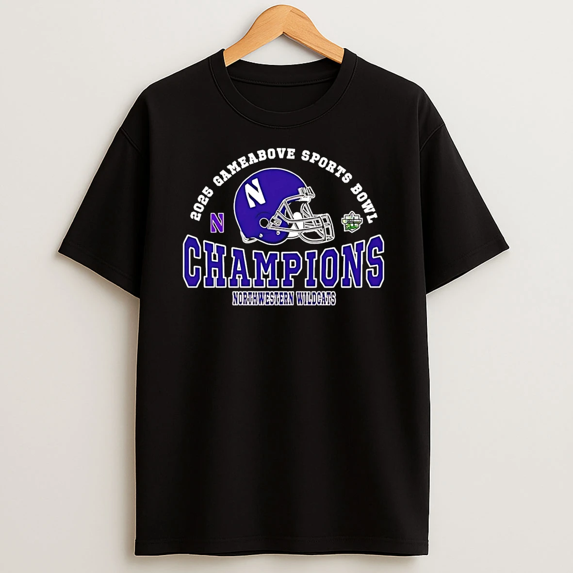 Northwestern Wildcats 2025 Gameabove Sports Bowl Champions Helmet T Shirt