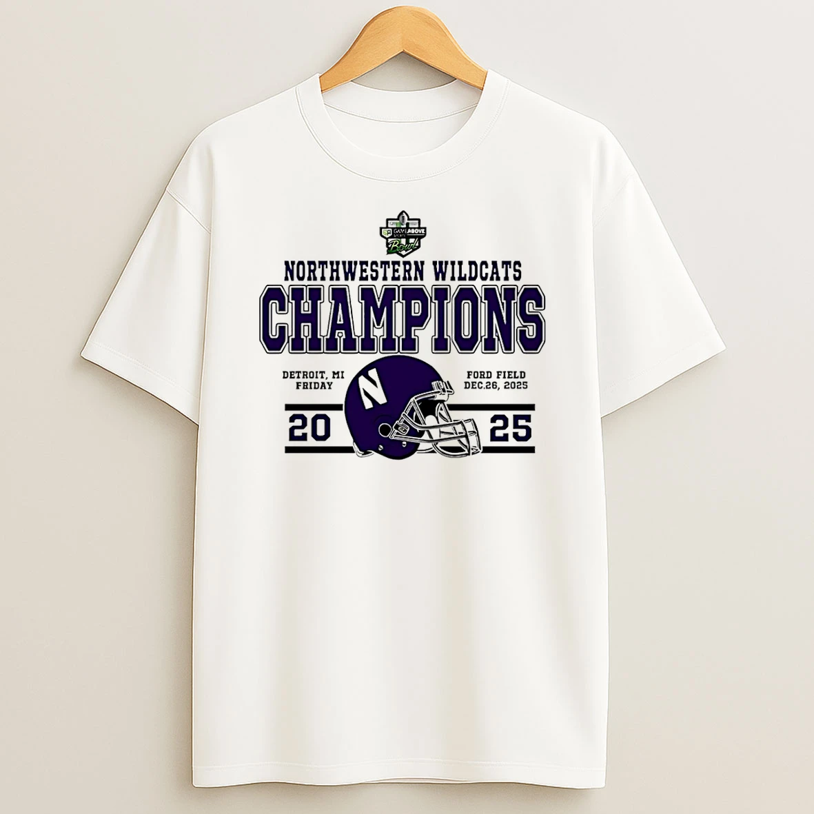 Northwestern Wildcats 2025 Gameabove Sports Bowl Classic Champions T Shirt