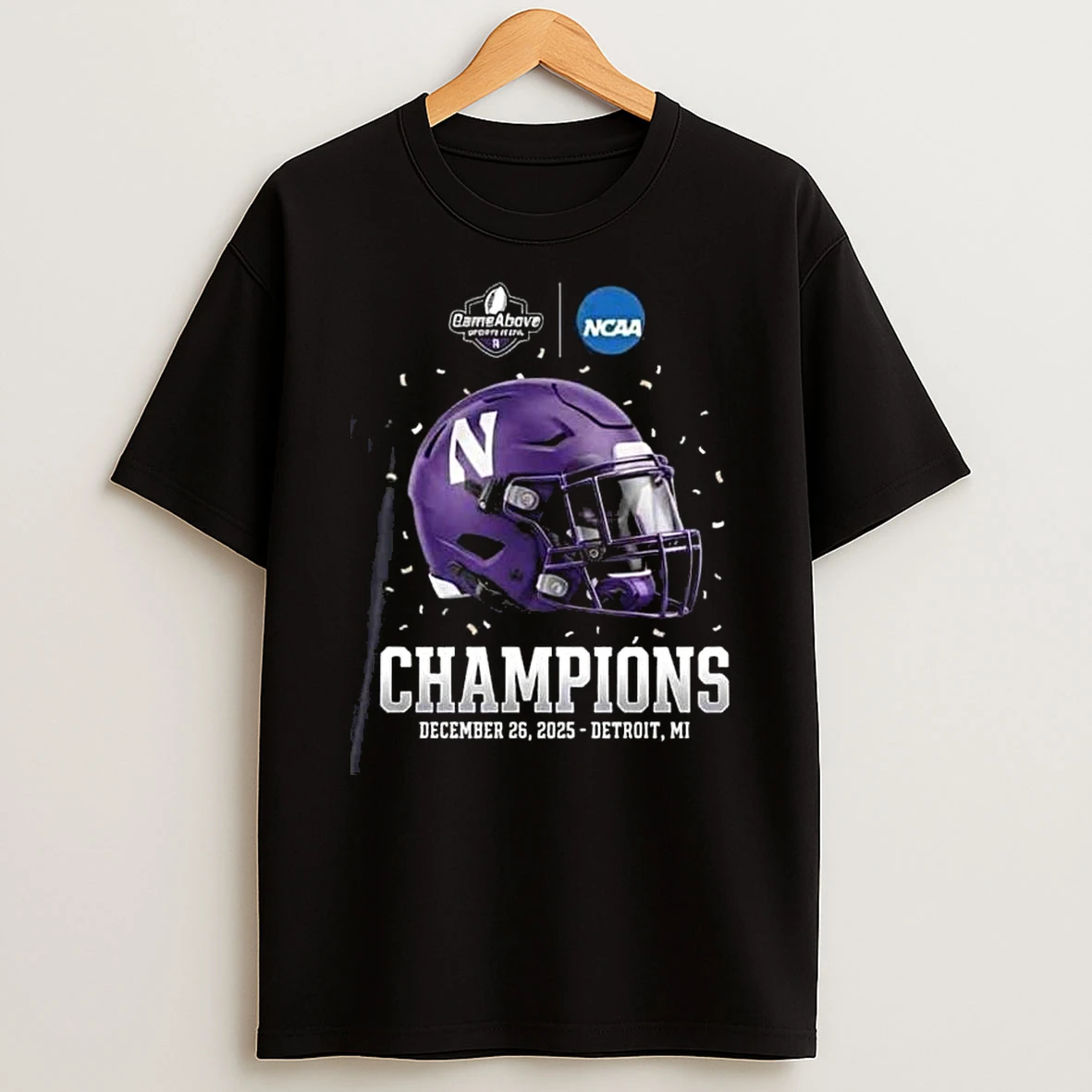Northwestern Wildcats 2025 Gameabove Sports Bowl Champions Ford Field Detroit Michigan December 26 2025 Helmet Vintage T Shirt