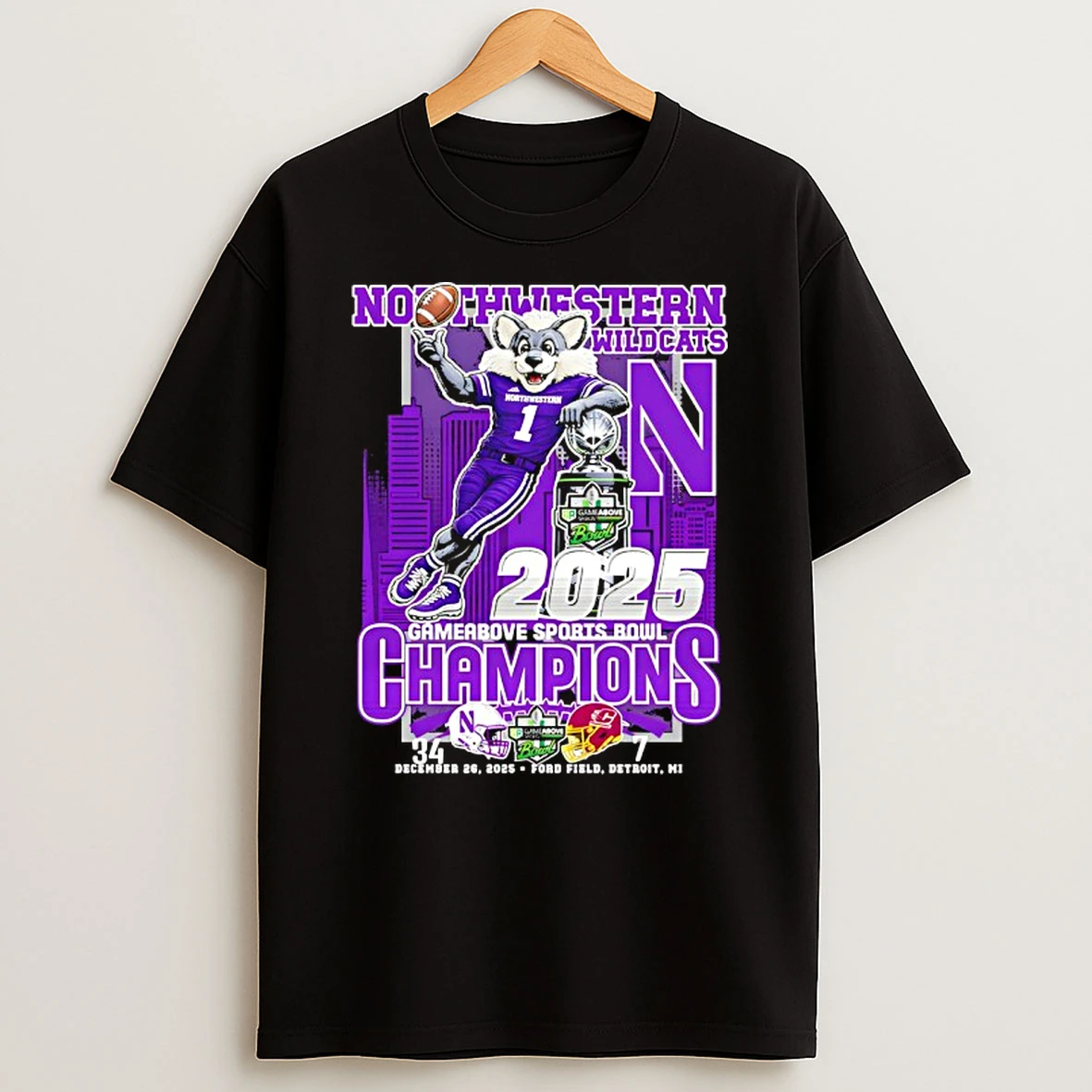 Northwestern Wildcats Champions At Gameabove Sports Bowl 2025 T Shirt