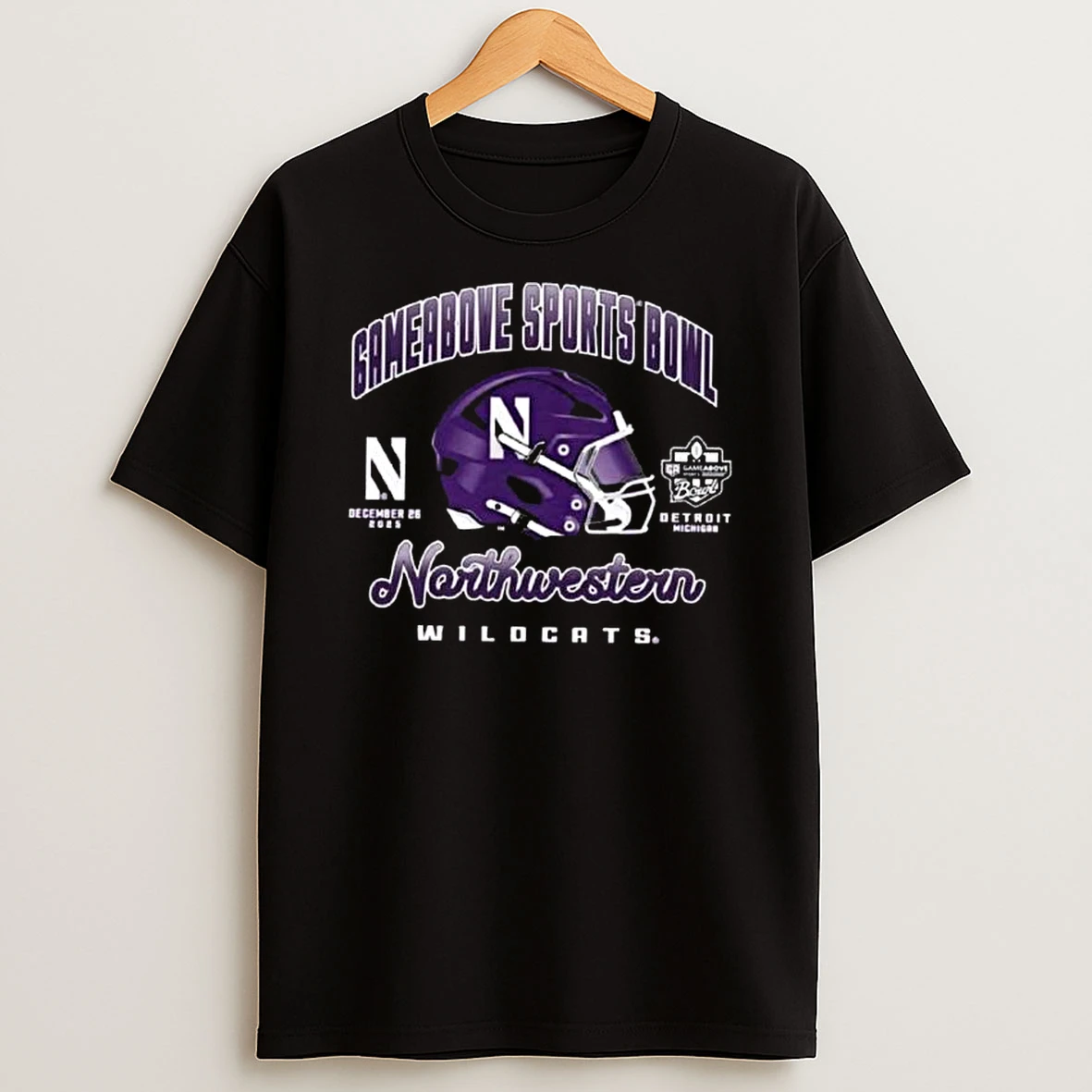 Northwestern Wildcats Football 2025 Champions Gameabove Sports Bowl Helmet Dec 26 T Shirt