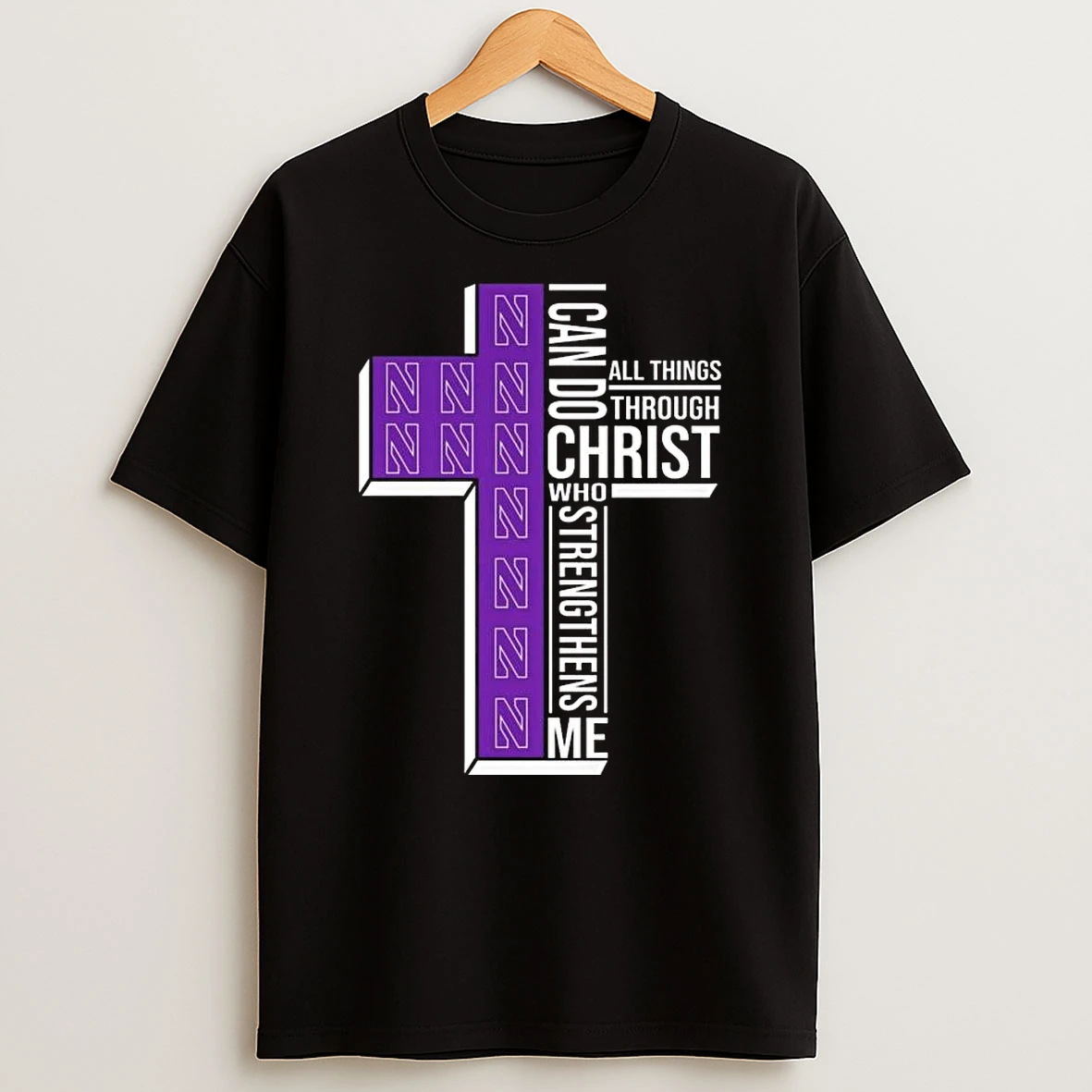 Northwestern Wildcats I Can Do All Things Through Christ Who Strengthens Me Cross 2025 T Shirt
