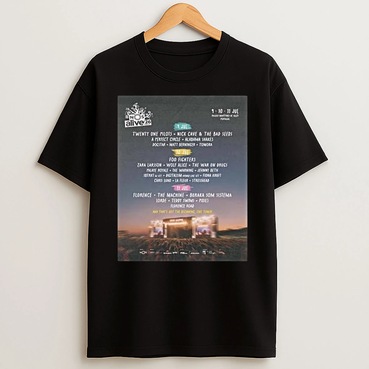 Nos Alive Festival Full Lineup In Portugal At Passeio Maritimo De Alges On 9 10 11 July 2026 T Shirt